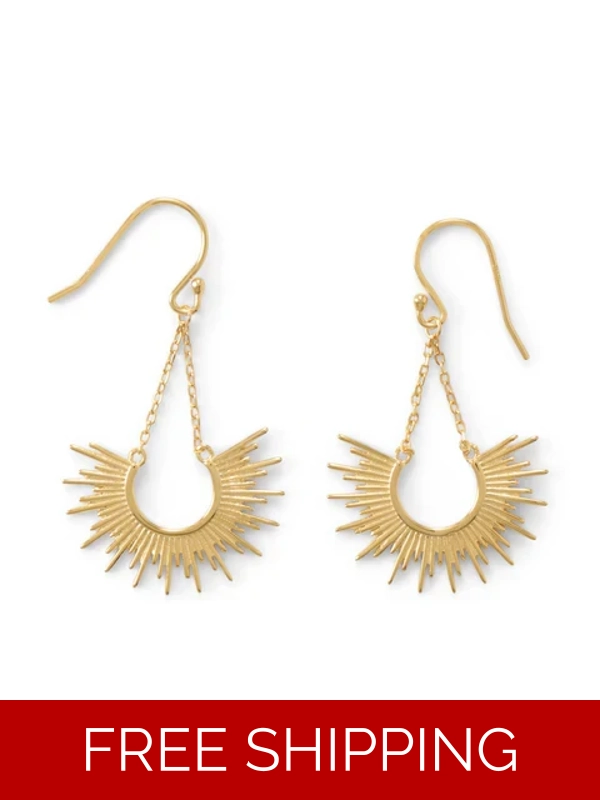 "Shine On!" 14 Karat Gold Plated Sunburst Earrings